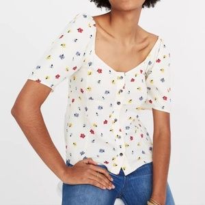 Madewell Seamed Button-Down Shirt in Confetti Floral, Medium